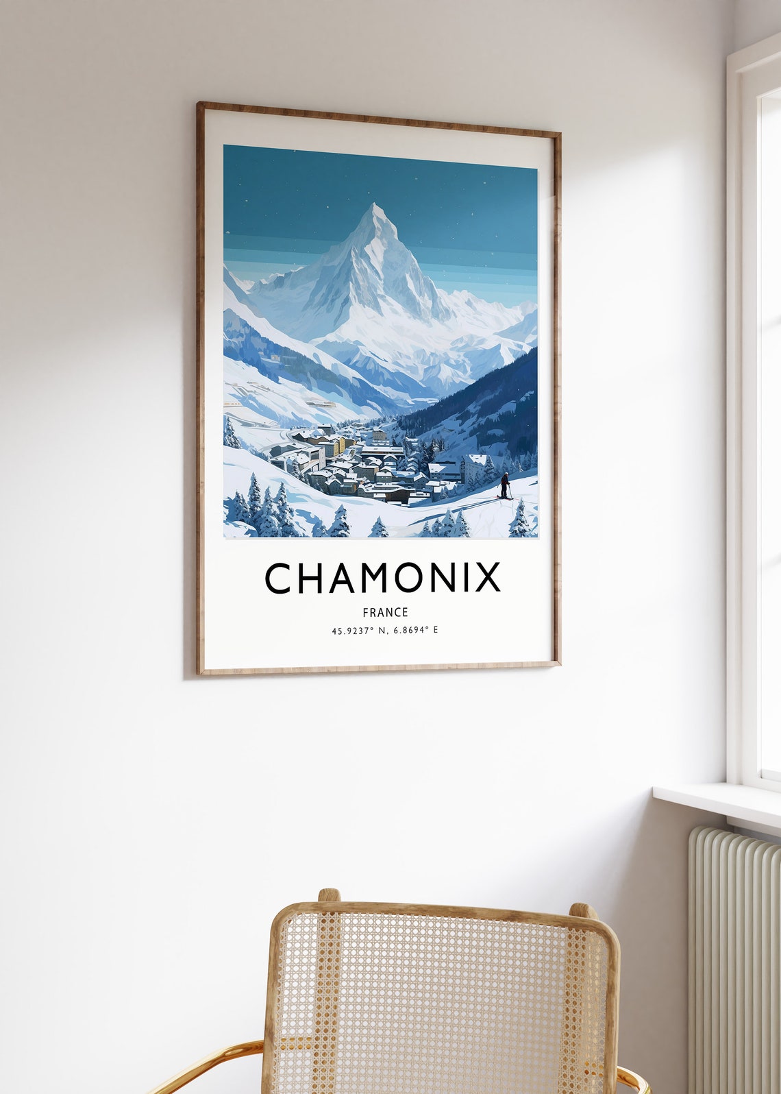 Chamonix France Mont Blanc Snowy Alpine Ski Mountain Modern Poster - Image 3