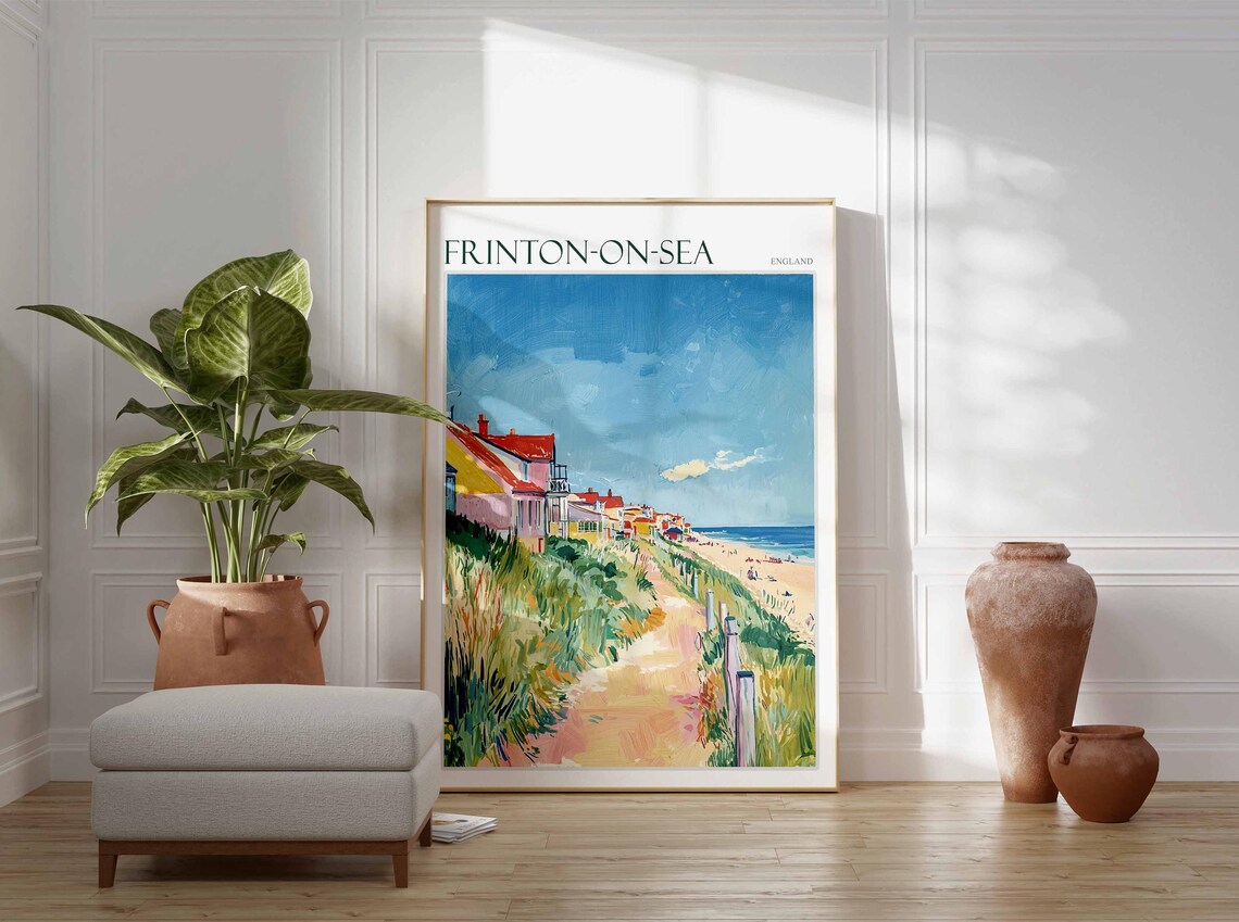 Frinton On Sea Dune Path Beach Cottages Grassy Seafront Summer Travel Poster - Image 3