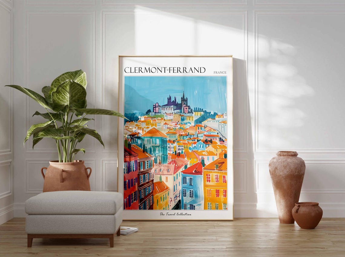 Clermont Ferrand Poster France Travel Print French Decor Europe Travel Poster European Wall Art Clermont Ferrand Travel Poster - Image 3