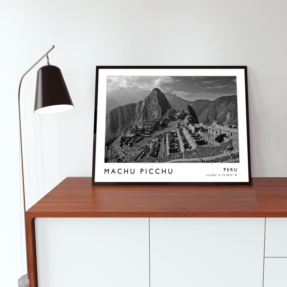 Machu Picchu Peru Black And White Mountain Ruins Travel Poster - Image 3