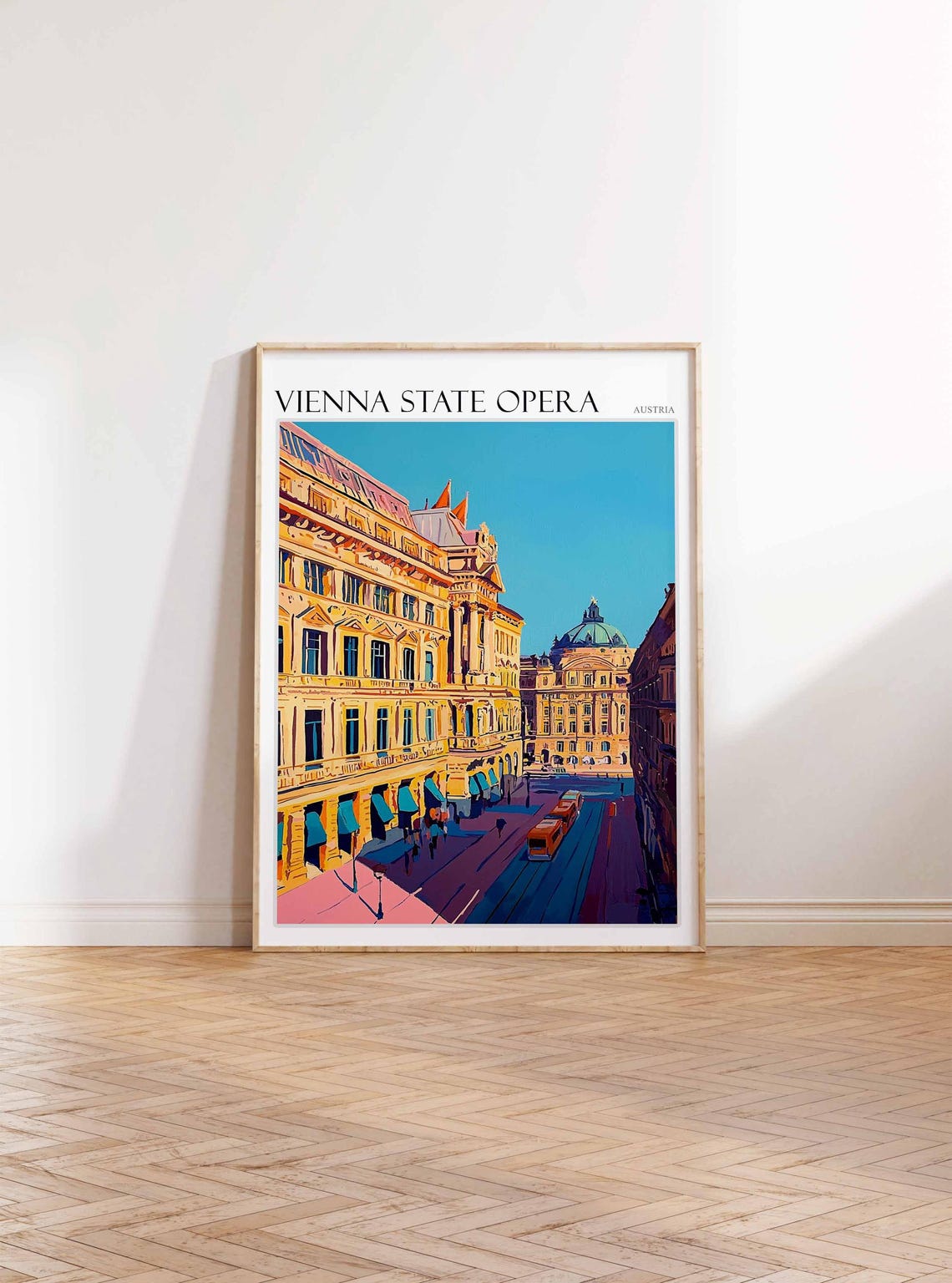 Vienna State Opera Austria Poster Golden Architecture Tram Street View - Image 2