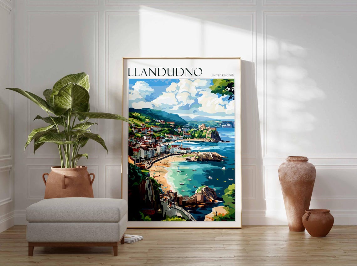 Llandudno Poster Wales Poster Uk Travel Print Coastal Wall Art British Decor Wales Travel Print Beach House Decor Llandudno Wales Art - Image 3