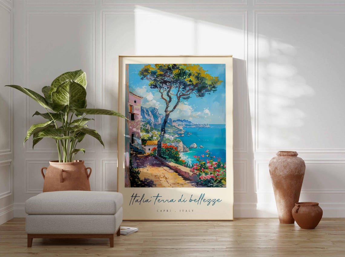 Italia Terra di Bellezze Capri Italy Pine Sea Stack View Poster - Image 3