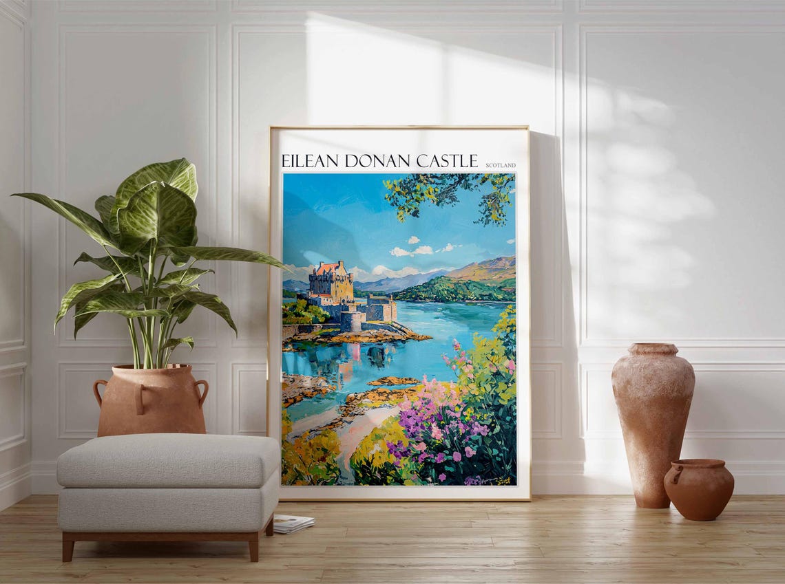 Eilean Donan Castle Scotland Flowering Frame Turquoise Loch Art Poster - Image 2