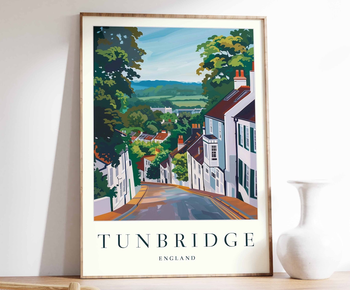Tunbridge England Historic Street Scene Vintage Travel Poster