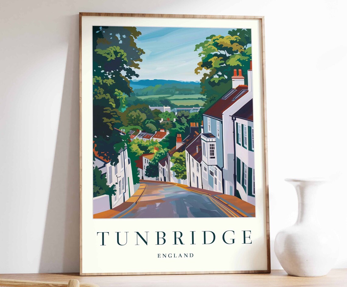 Tunbridge Poster Tunbridge Travel Print England Wall Art British Decor Tropical Decor Botanical Print Tunbridge Gift