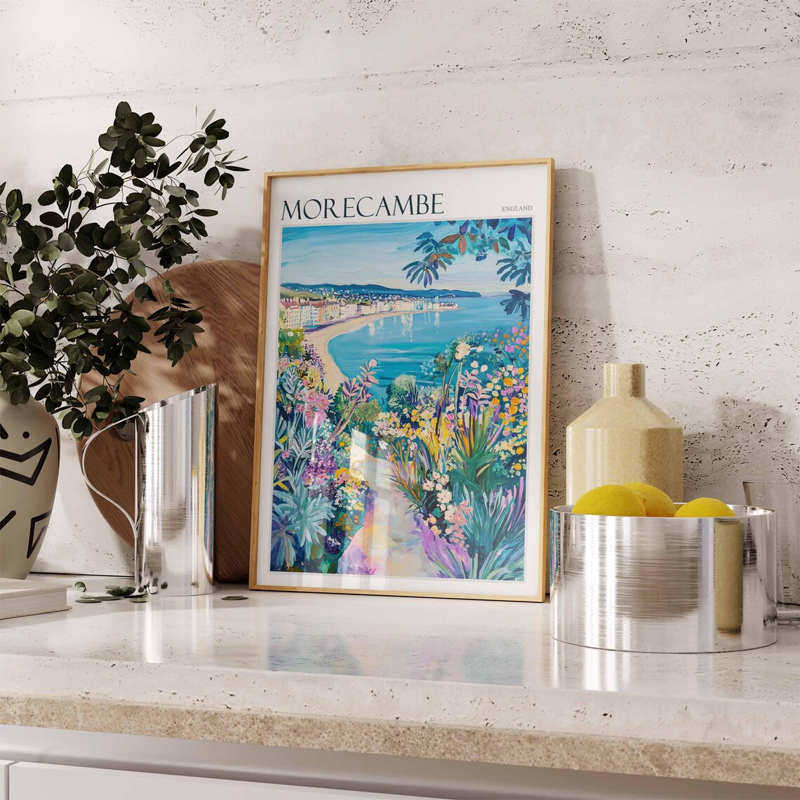 Morecambe Bay Poster England Travel Poster Coastal Wall Art Uk Decor British Home Decor English Riviera Poster Morecambe Travel Print - Image 2
