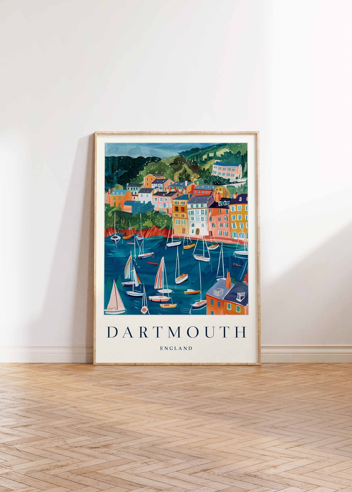 Dartmouth England Travel Poster Colorful Harbor And Sailing Boats - Image 2