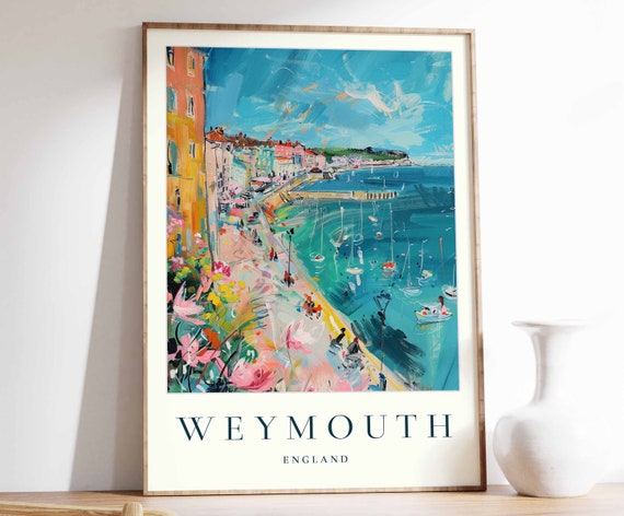 Weymouth Poster Weymouth Travel Print England Wall Art British Travel Print United Kingdom Decor Weymouth Gift Weymouth Travel Poster