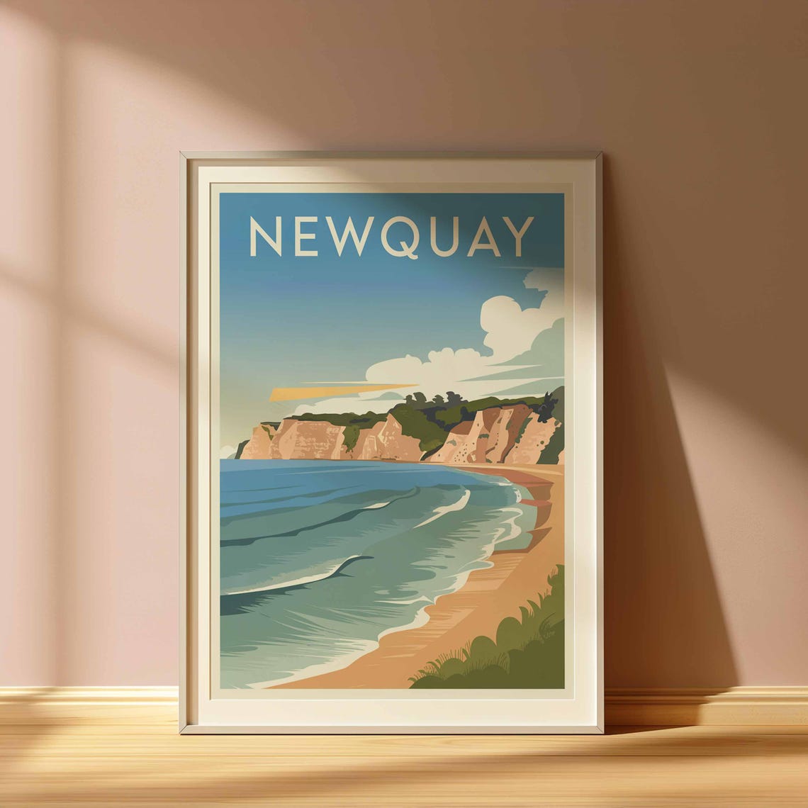 Newquay Print Coastal Travel Poster Cornwall Travel Print Coastal Wall Art Seaside Art Coastal Gift Uk Coast Art Uk Travel Poster - Image 3