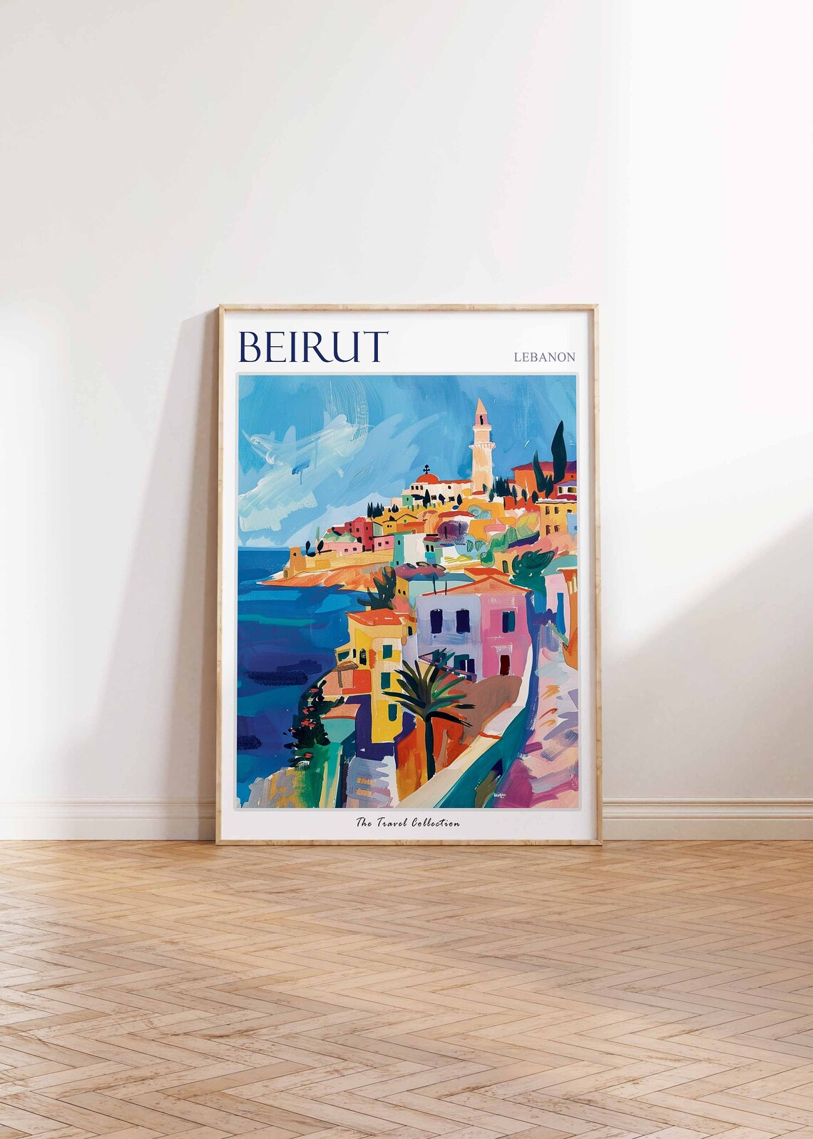 Beirut Lebanon Coastal City Travel Poster Colorful Harbor Artwork - Image 2