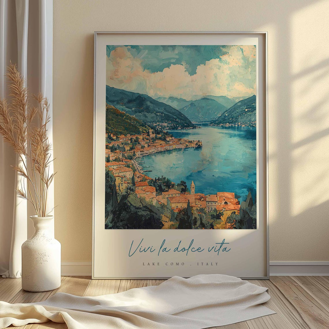 Lake Como Italy Lakeside Town Panoramic Bay View Travel Poster - Image 2