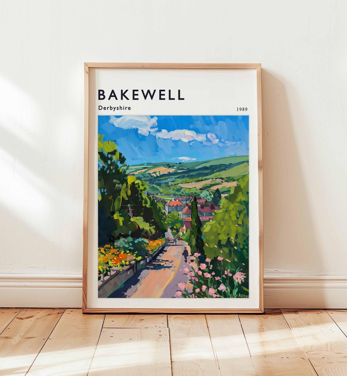 Bakewell Derbyshire 1989 Flower Road Village Hills Travel Poster