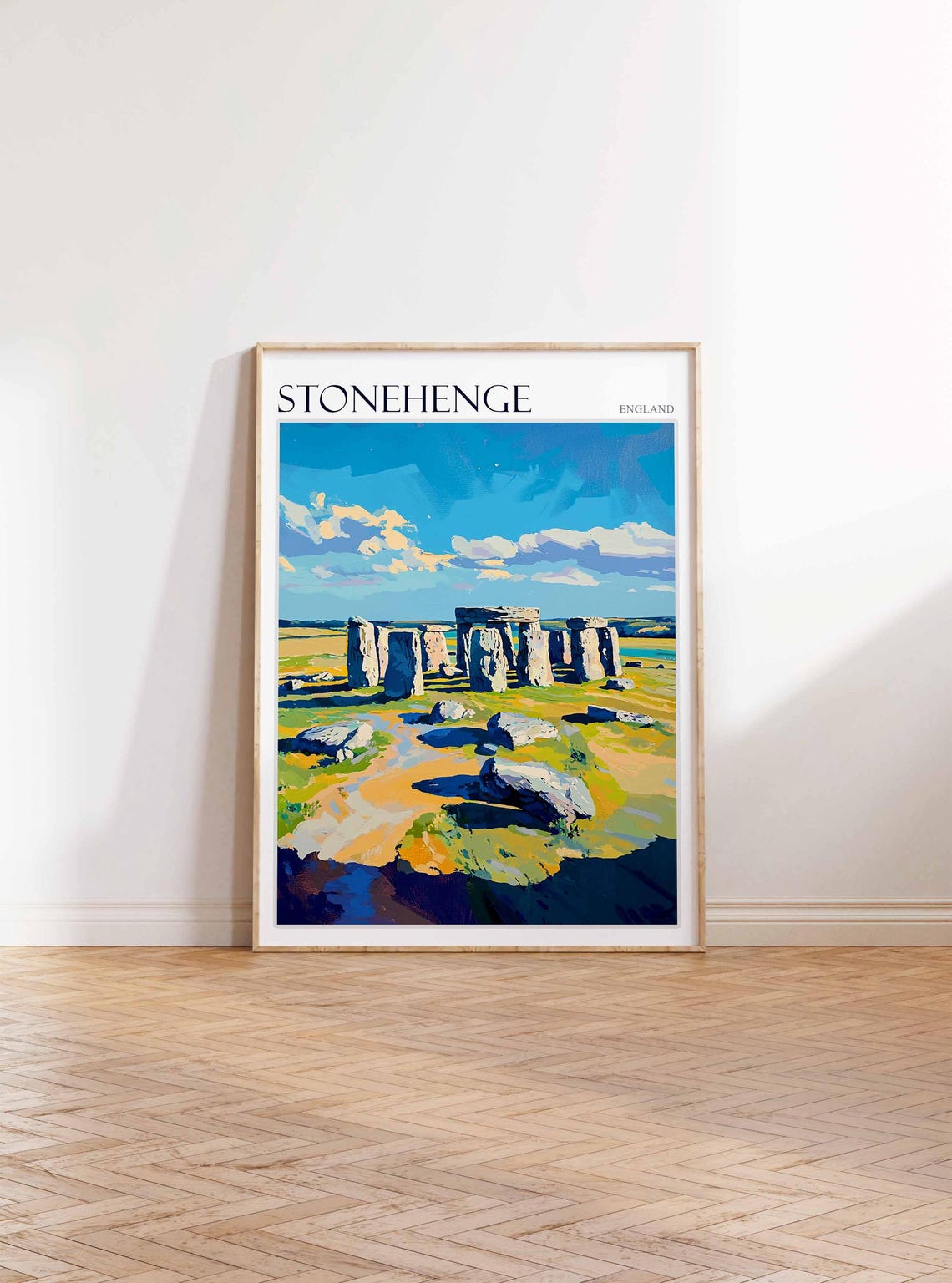 Stonehenge England Dramatic Shadows Scattered Stones Painterly Poster - Image 2
