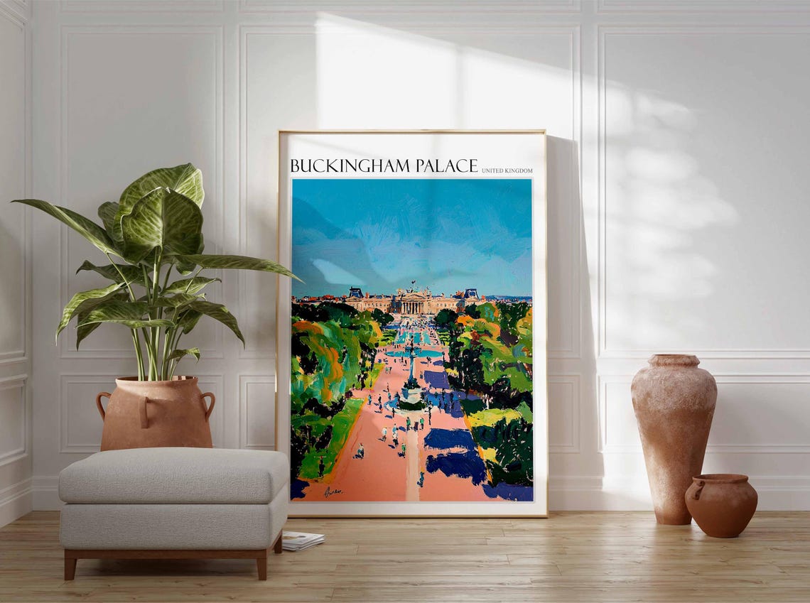 Buckingham Palace Poster England Travel Print British Decor United Kingdom Travel Poster City Print Buckingham Palace Travel Poster - Image 2