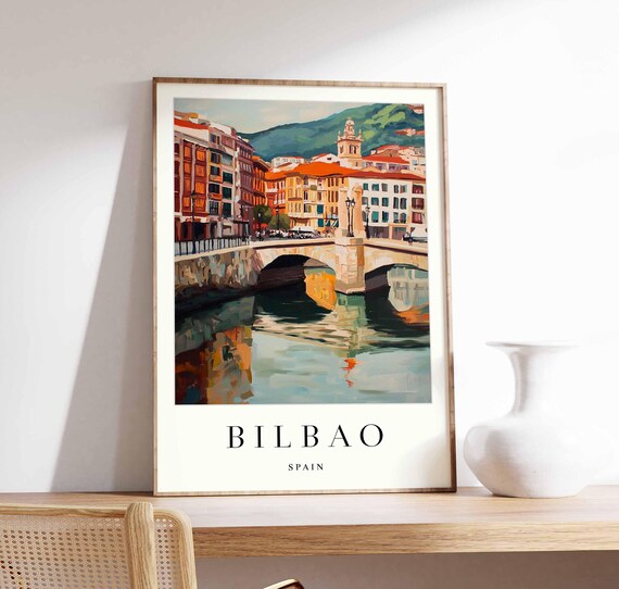 Bilbao Poster Spain Print Wall Art Guggenheim Museum Basque Country Skyline Travel