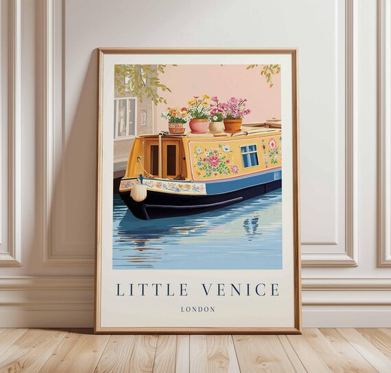 Little Venice London Flower Painted Narrowboat Travel Poster