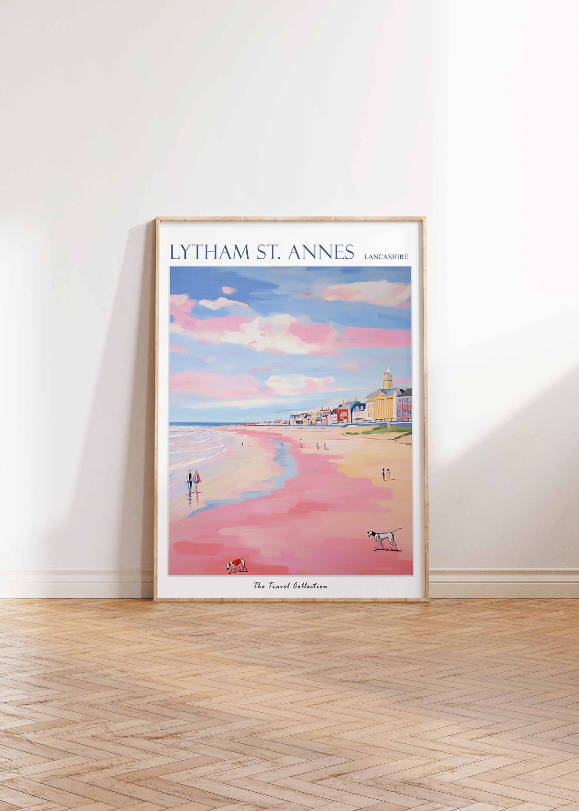Lytham St. Annes Lancashire Pastel Pink Beach Dogs Travel Poster - Image 3