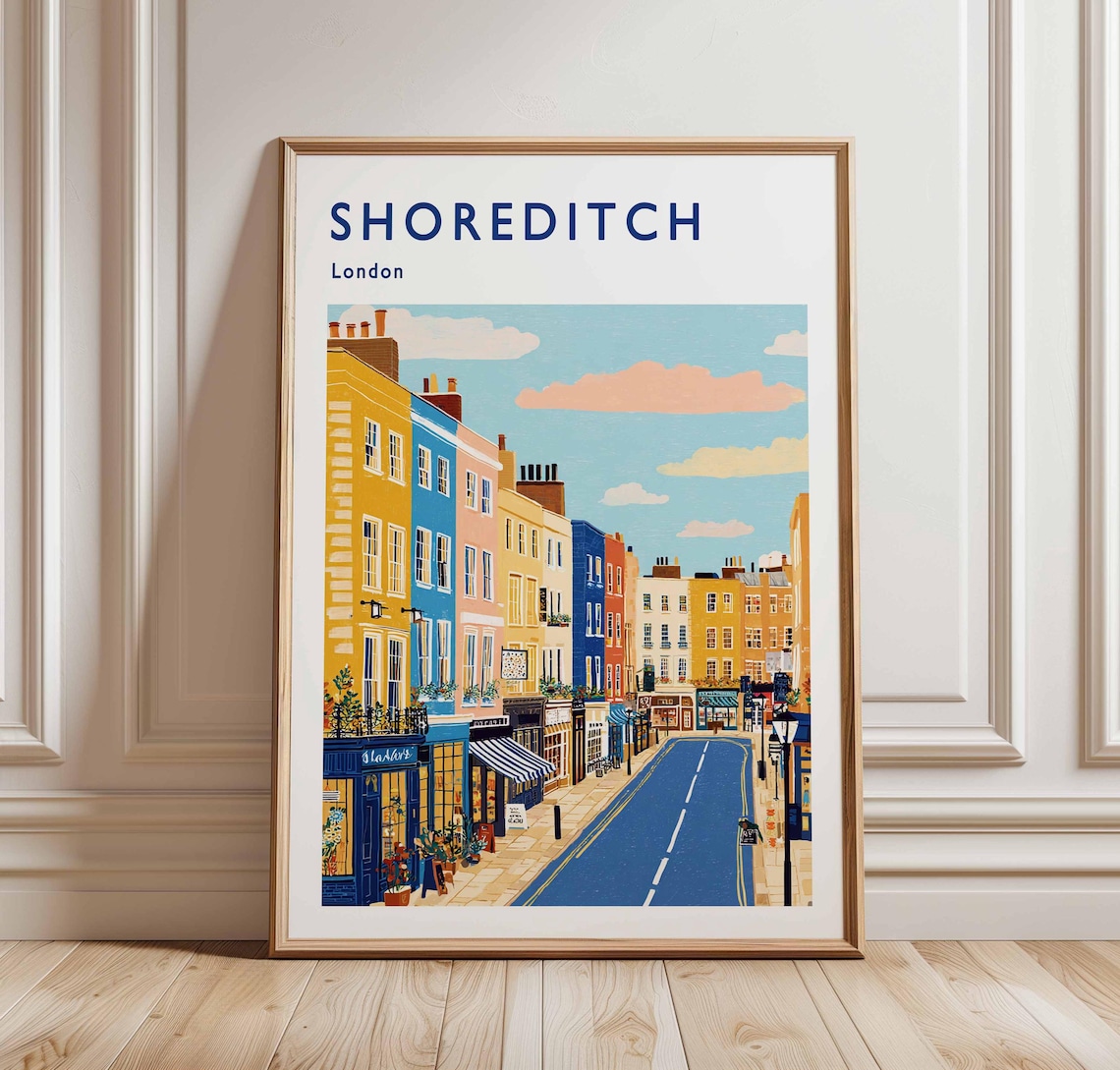 Shoreditch London Colorful Street Buildings Urban Travel Poster
