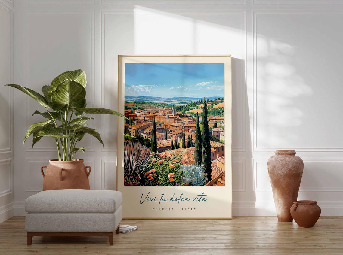 Perugia Poster Italian Travel Print Perugia Travel Art Perugia Wall Art Italy Art Italy Travel Decor Italian Travel Gift - Image 3
