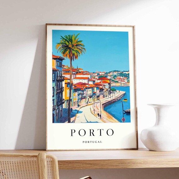 Porto Ribeira Waterfront Promenade With Tall Palm Tree Poster