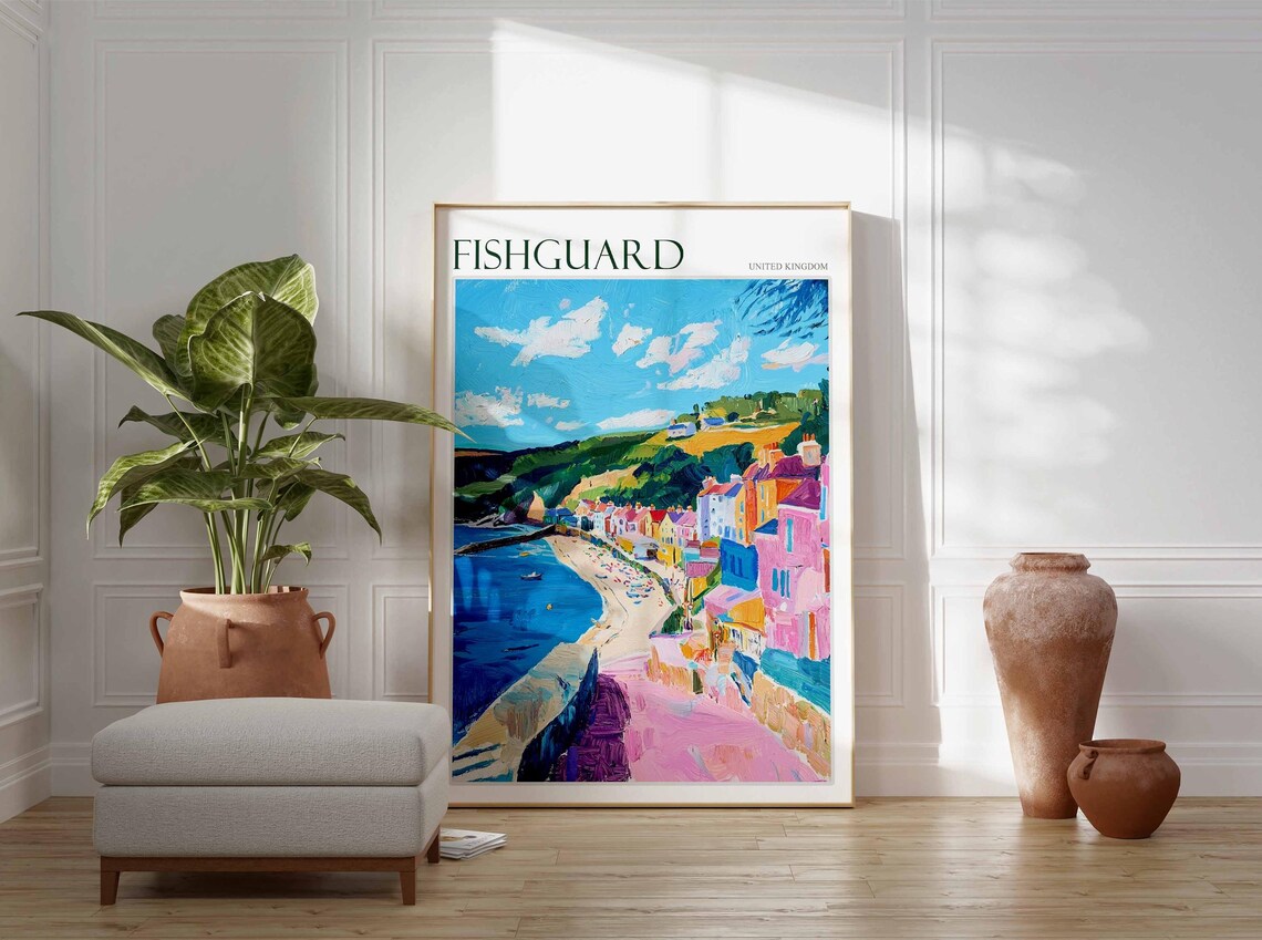 Fishguard Poster Wales Travel Poster Coastal Wall Art Welsh Decor Uk Travel Poster Welsh Landscape Uk Travel Prints Seaside Towns - Image 3