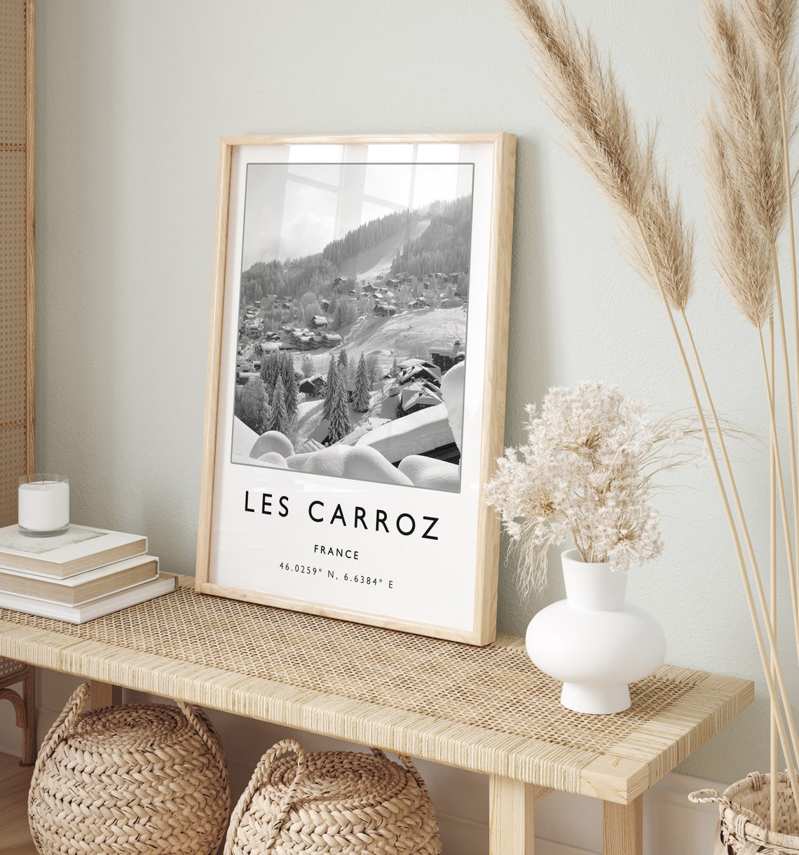Skiing Travel Poster Les Carroz France Ski Print France Travel Print Skiing Art Skiing Print Winter Sport Art Ski Gift A1a2a3a4 - Image 2