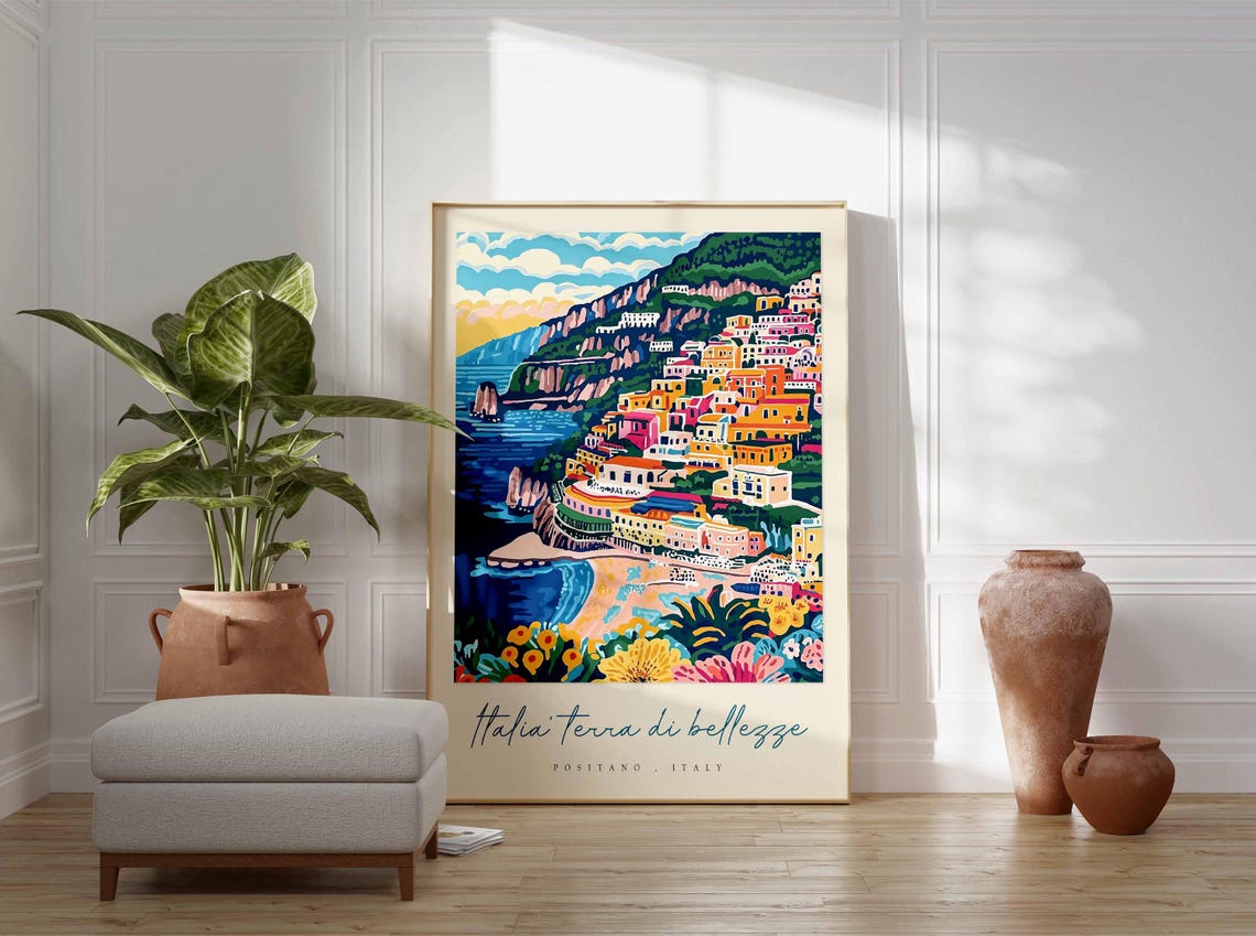 Positano Poster Italian Travel Print Positano Travel Art Positano Wall Art Italy Art Italy Travel Decor Italian Travel Gift - Image 3