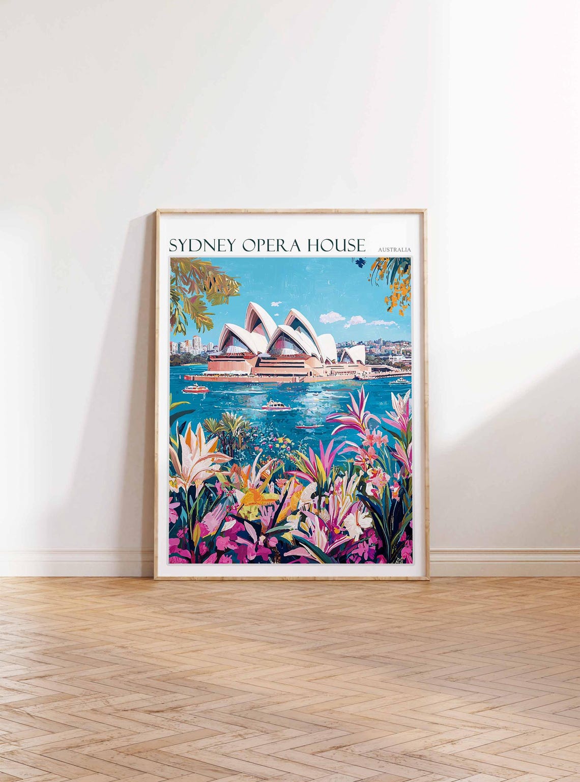 Sydney Opera House Australia Tropical Flowers Ferry Scene Poster - Image 2