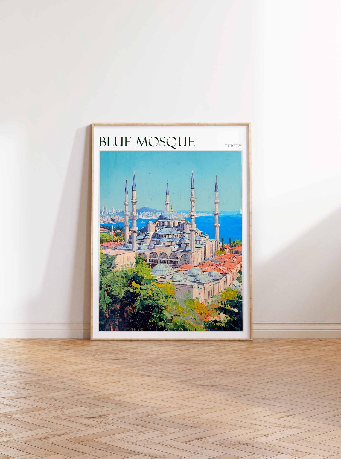 Blue Mosque Istanbul Rooftop Sea View Elevated Painterly Poster - Image 3