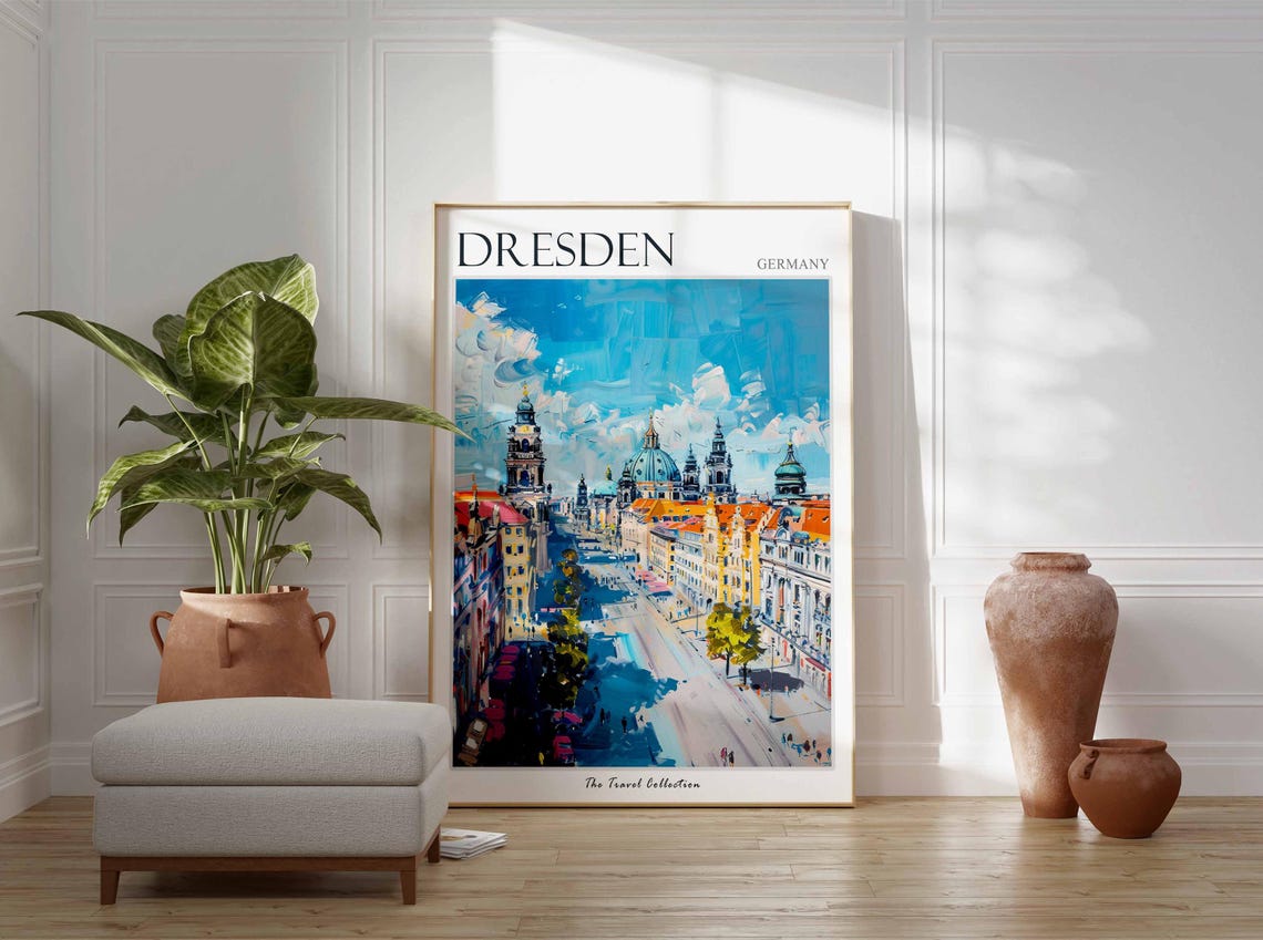 Dresden Germany Historic City Skyline Baroque Church Travel Poster - Image 2