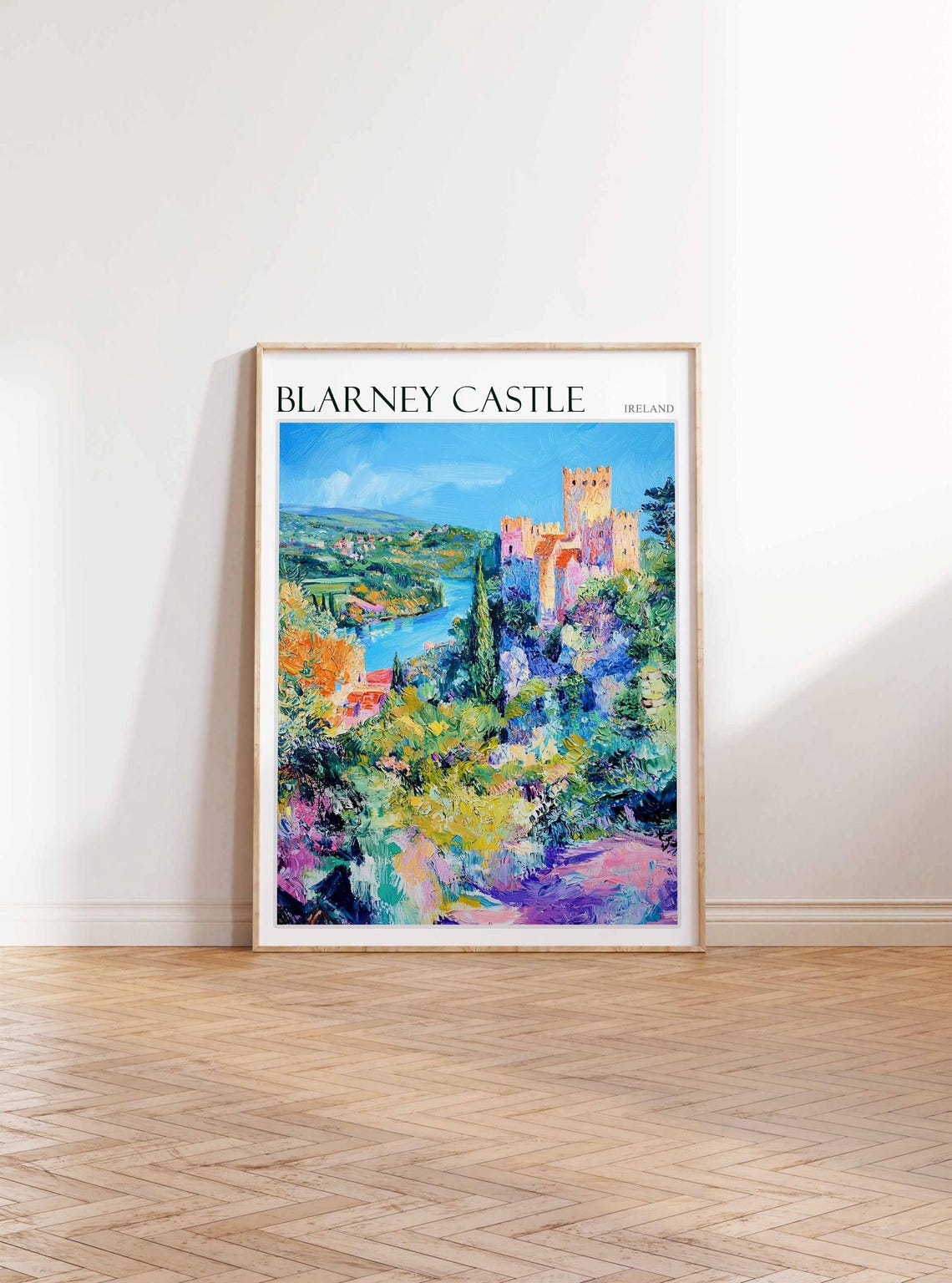 Blarney Castle Ireland Colorful Riverside Castle View Art Poster - Image 3