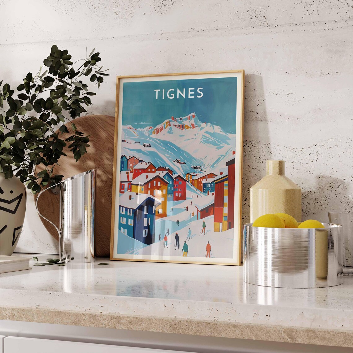 Skiing Travel Poster Tignes Ski Print France Travel Print Skiing Art Skiing Print Winter Sport Art Ski Gift - Image 2