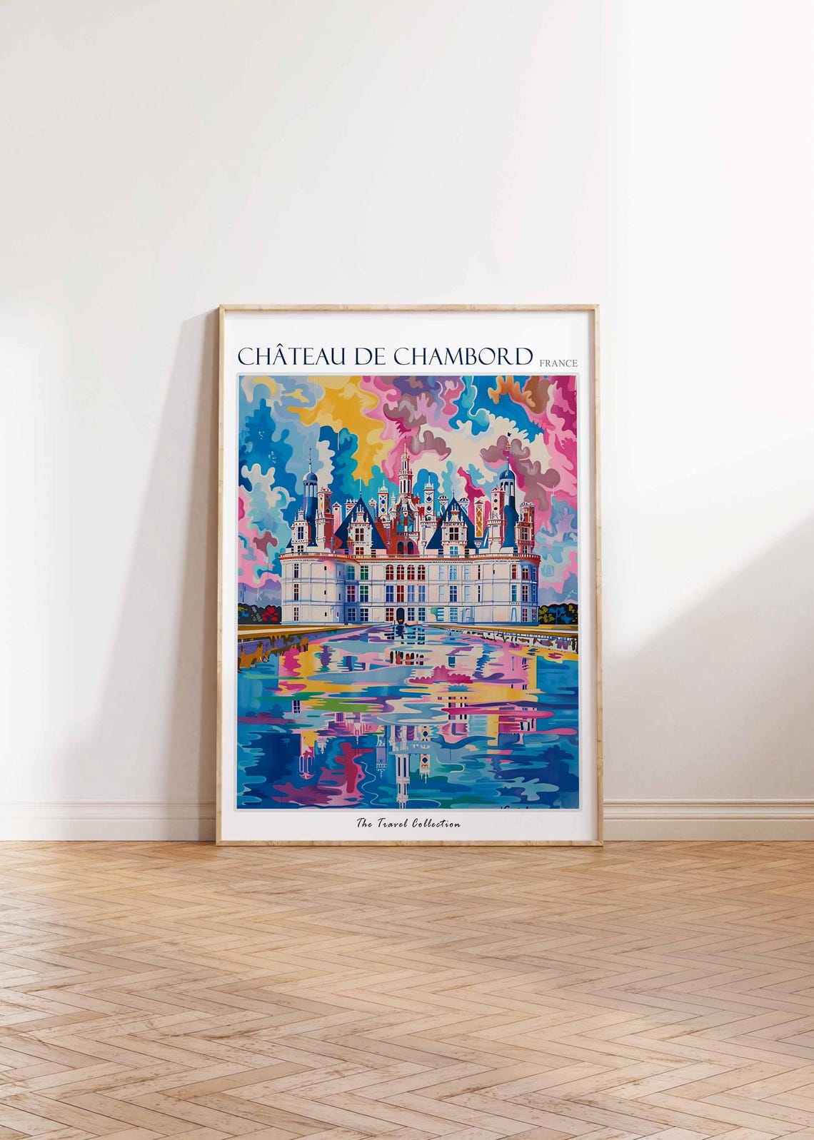 Chateau De Chambord France Pop Art Colorful Cloud Reflection Poster - Image 2