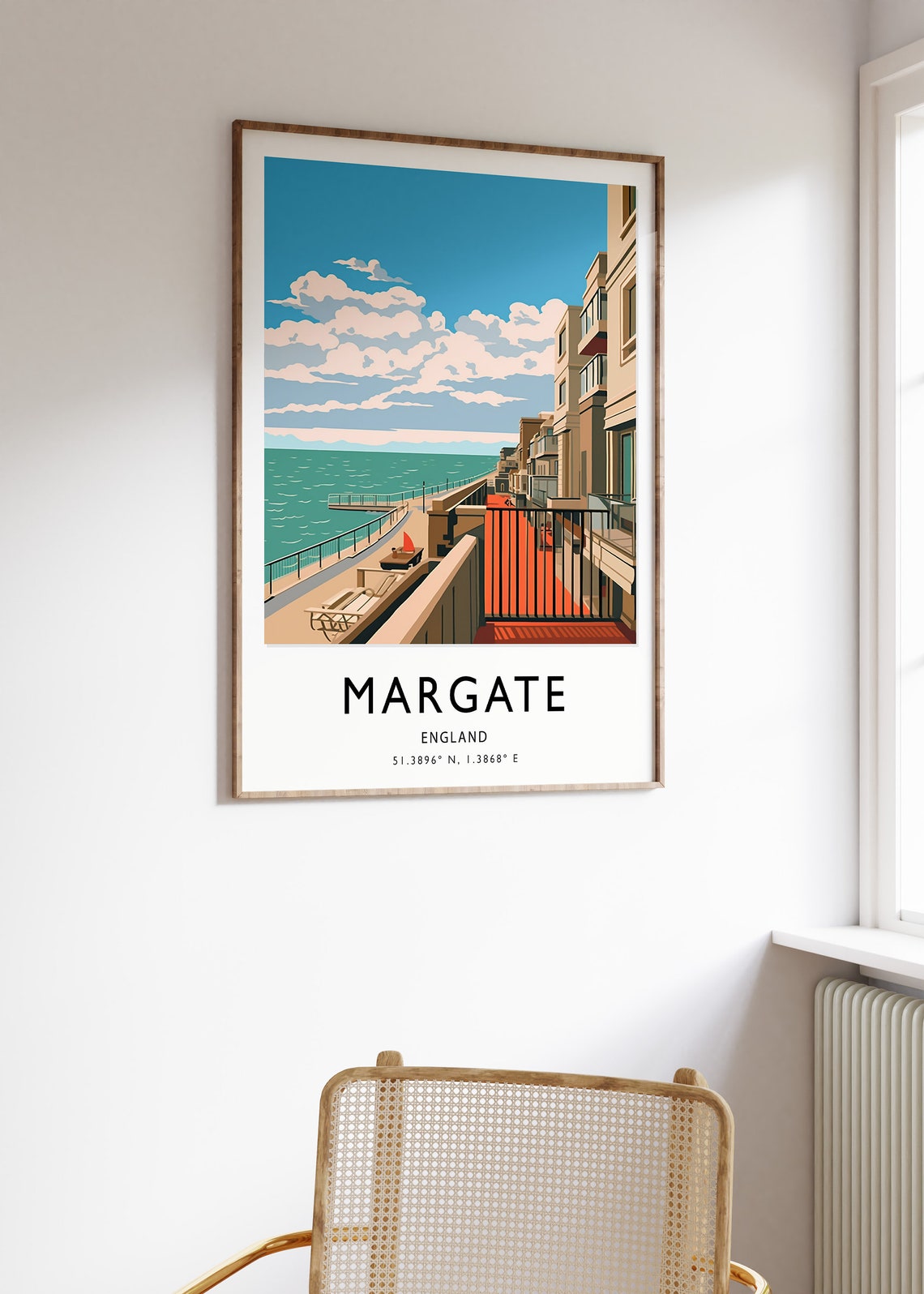 Margate England Retro Seafront Promenade Deck Chairs Travel Poster - Image 2