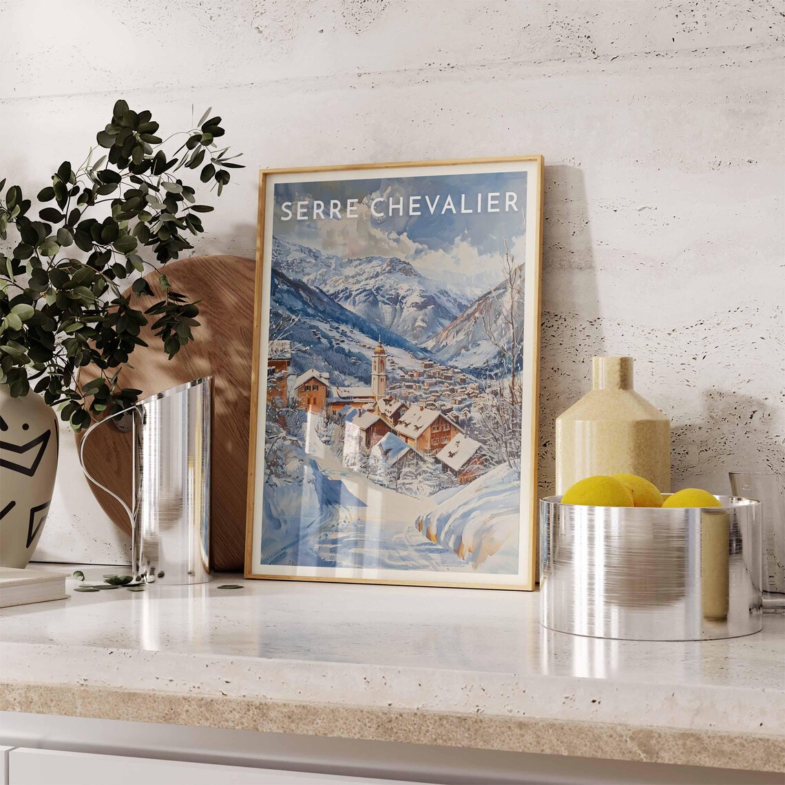Serre Chevalier France Sunlit Village Bell Tower Between Peaks Poster - Image 2