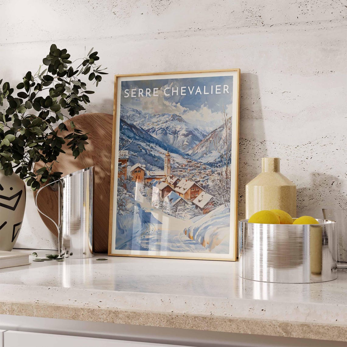 Skiing Travel Poster Serre Chevalier Ski Print France Travel Print Skiing Art Skiing Print Winter Sport Art Ski Gift - Image 2