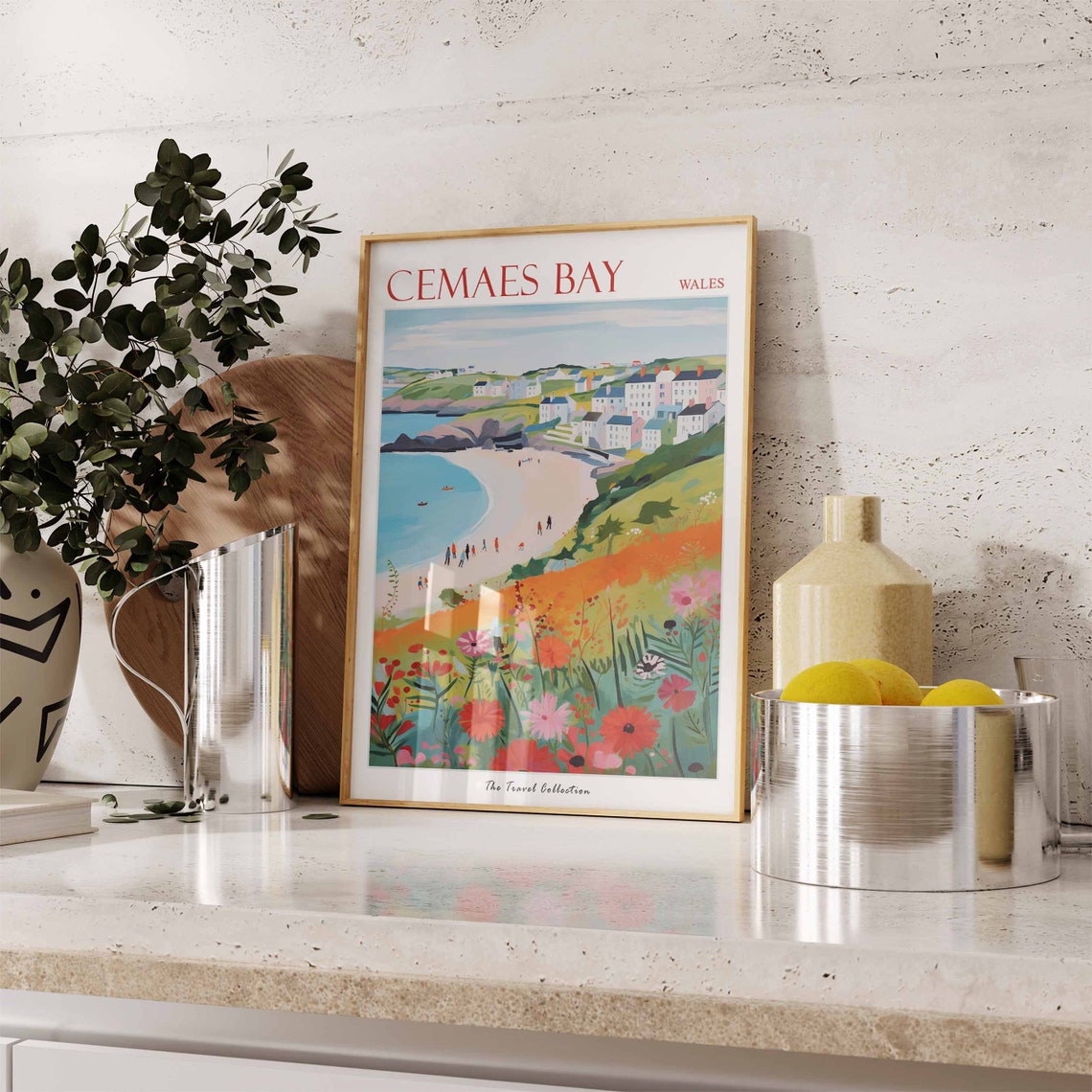 Cemaes Bay Wales Wildflower Meadow Coastal Village Travel Poster - Image 3