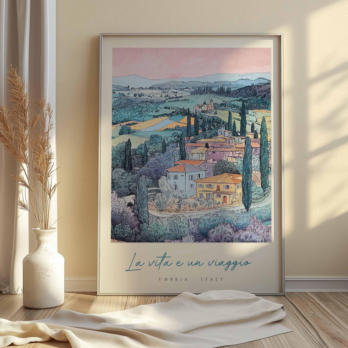 Umbria Poster Italian Travel Print Umbria Travel Art Umbria Wall Art Italy Art Italy Travel Decor Italian Travel Gift - Image 2