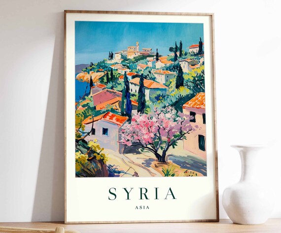 Syria Poster Syria Travel Print Islamic Wall Art Islamic Decor Tropical Decor Botanical Print Syria Gift Syria Travel Poster
