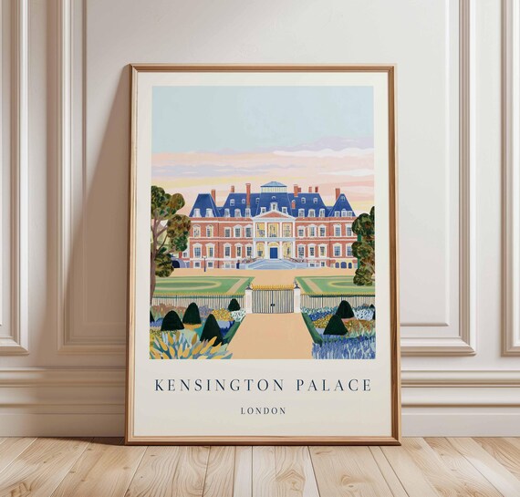 Kensington Palace London Grand Facade Formal Garden Dusk Art Poster