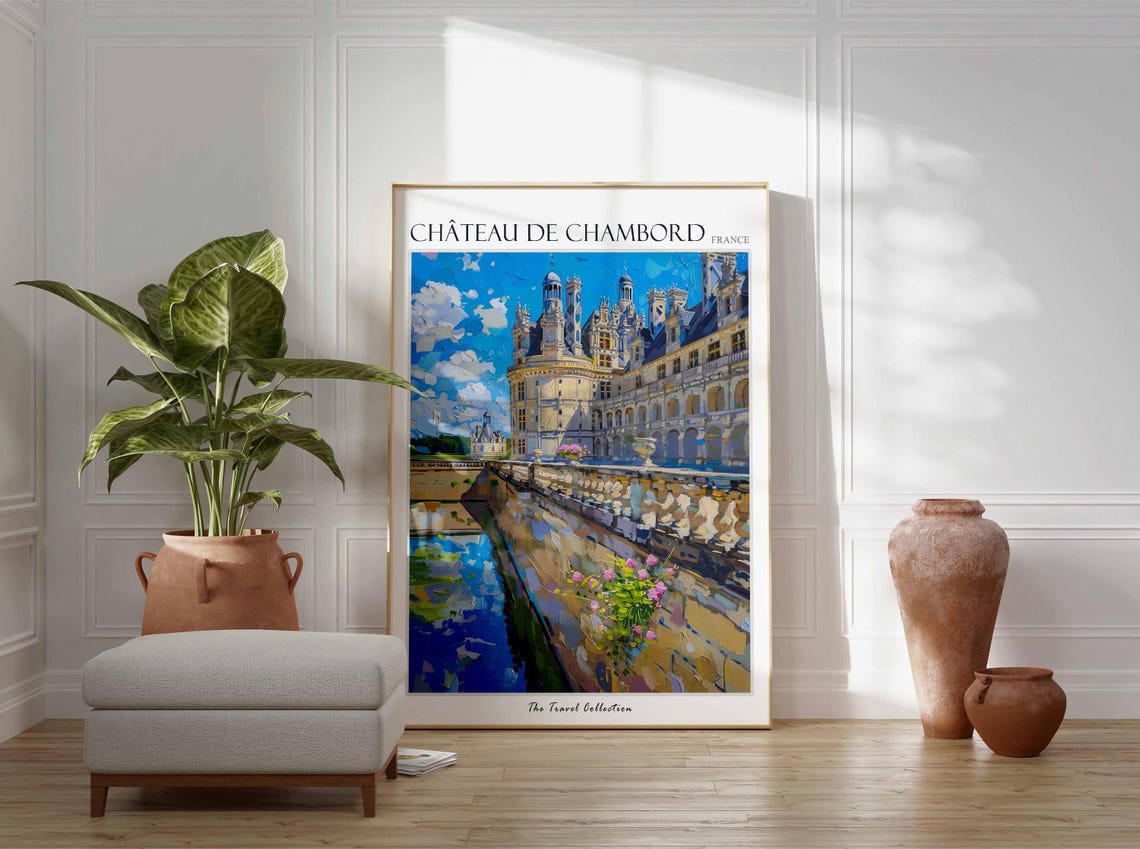 Chteau De Chambord Poster France Travel Print French Decor Europe Travel Poster European Wall Art Chteau De Chambord Travel Poster - Image 3