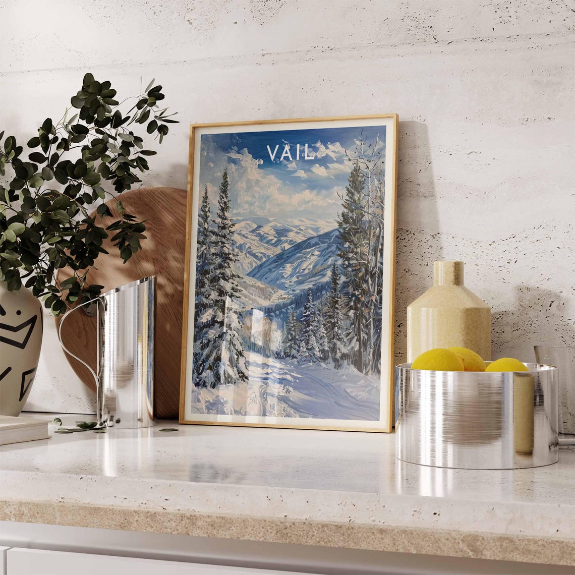 Vail Colorado Snowy Pines Mountain Vista Dramatic Clouds Poster - Image 2