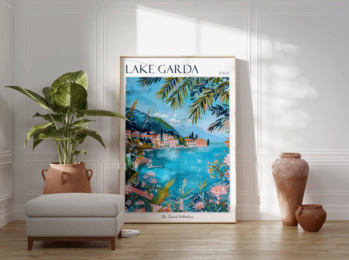 Lake Garda Poster Lake Garda Travel Print Italy Wall Art Italian Travel Print Italian Decor Italian Gift Lake Garda Wall Art - Image 2