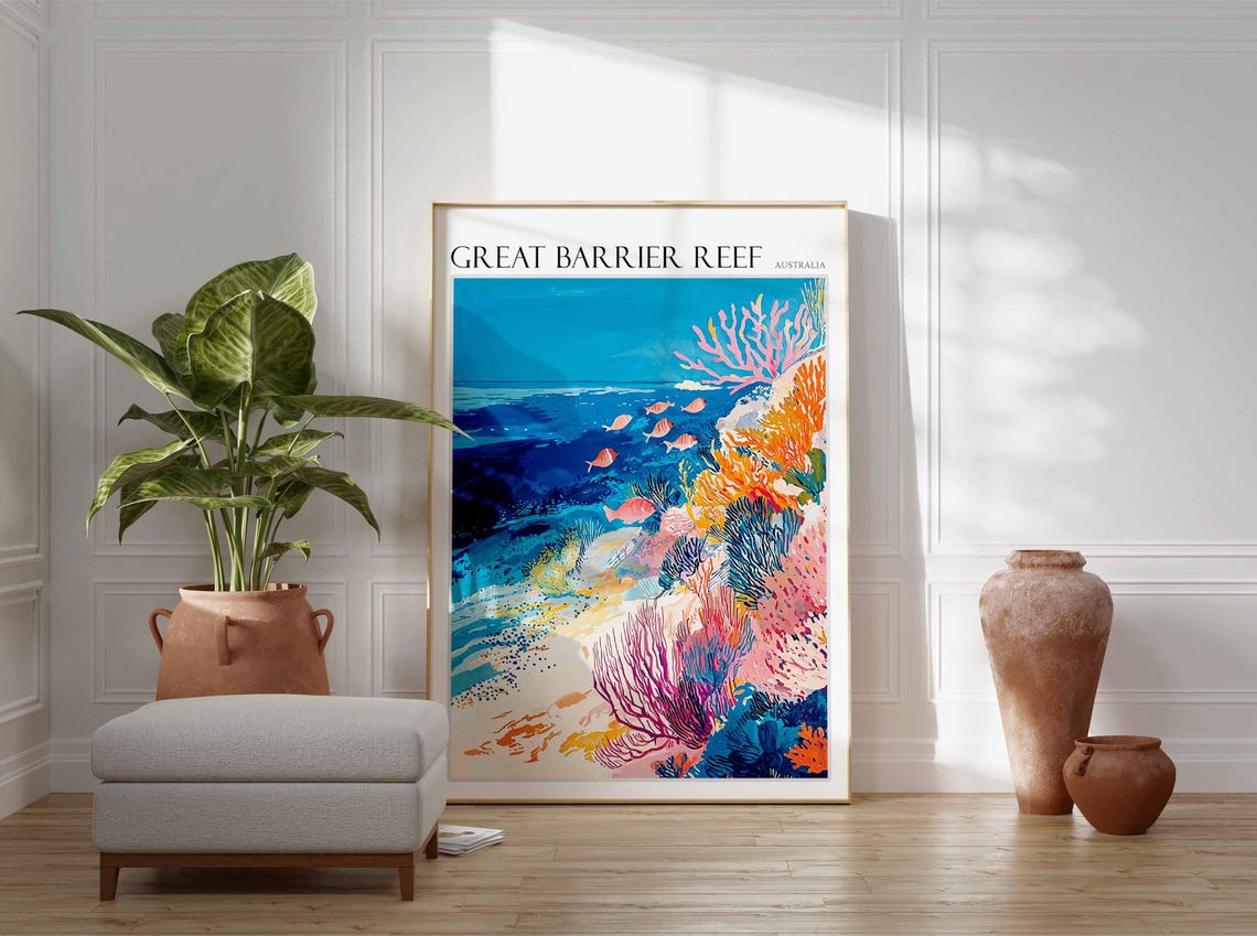 Great Barrier Reef Vivid Coral Garden Reef Fish Australia Poster - Image 2