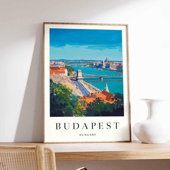 Budapest Chain Bridge Danube Parliament Panorama Travel Poster