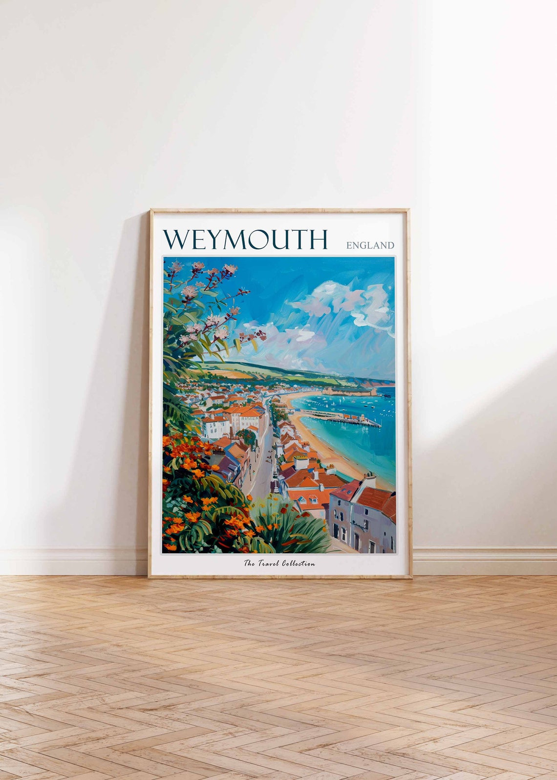 Weymouth England Colorful Coastal Bay Overlook Painting Travel Poster - Image 3