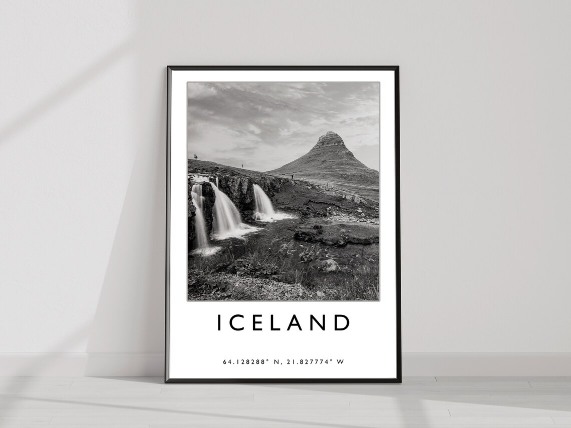 Iceland Travel Poster, Black and White Travel Art - Image 2