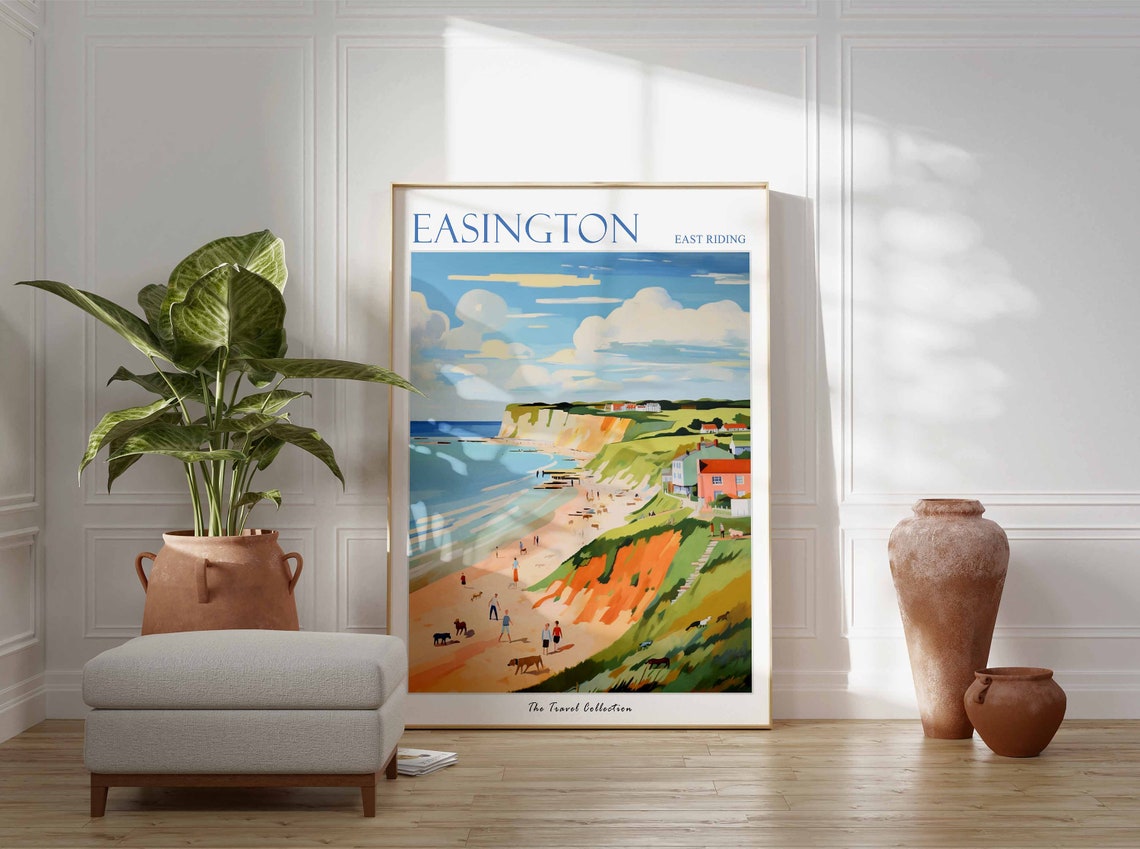 Easington East Riding Sandy Beach Cliffs Seaside Town Travel Poster - Image 3