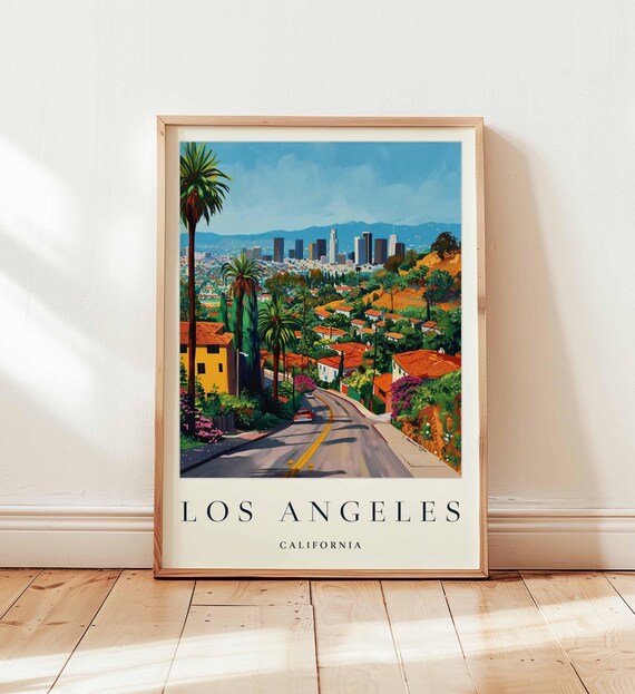 Los Angeles Travel Poster, Hollywood Art Print